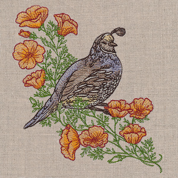 Happy Quail and Poppies - Image 3