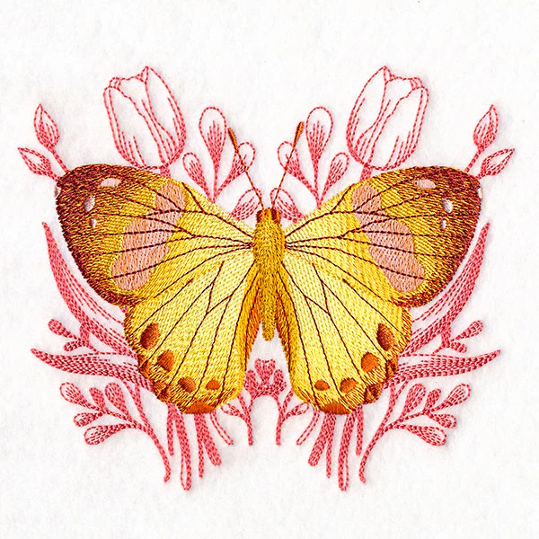 Harlequin Metalmark Butterfly and Tulips - Image 3