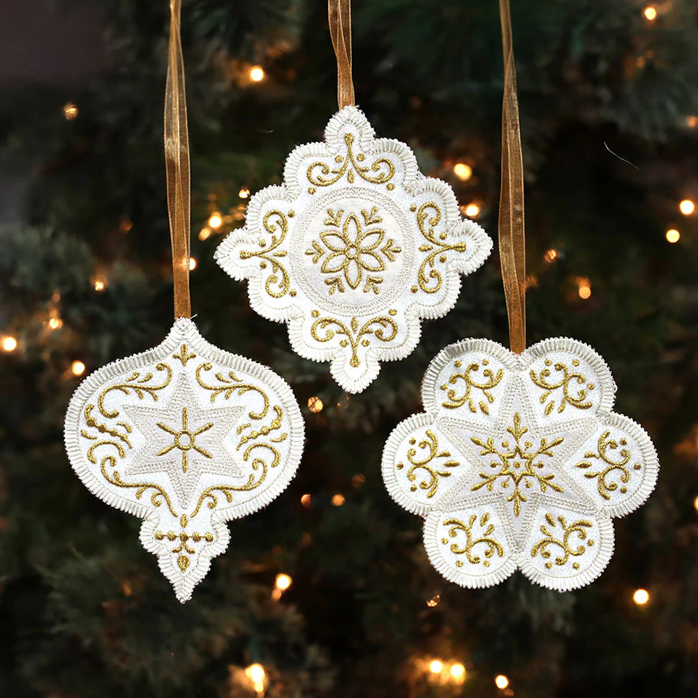 Heirloom Applique Christmas Flower Ornament (In-the-Hoop) - Image 3