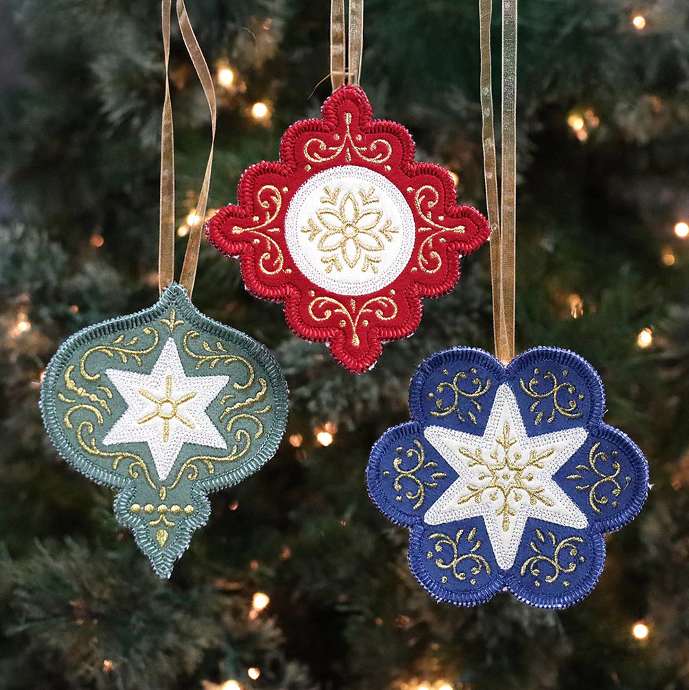 Heirloom Applique Christmas Flower Ornament (In-the-Hoop) - Image 4