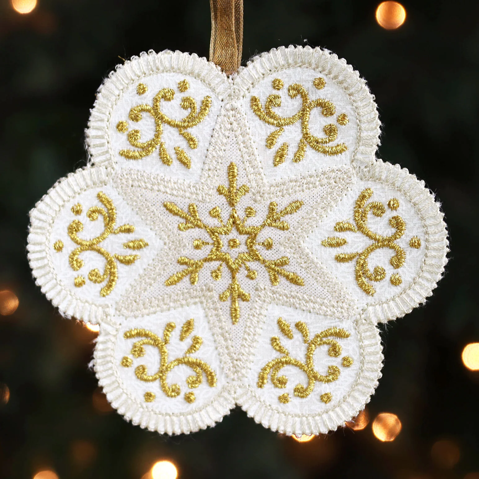 Heirloom Applique Christmas Flower Ornament (In-the-Hoop) - Image 5