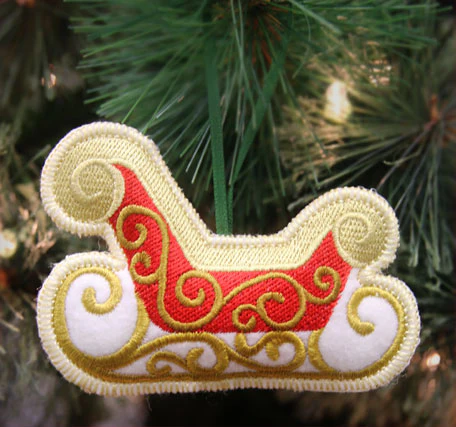 Heirloom Christmas Ornament - Sleigh (In-the-Hoop) - Image 2