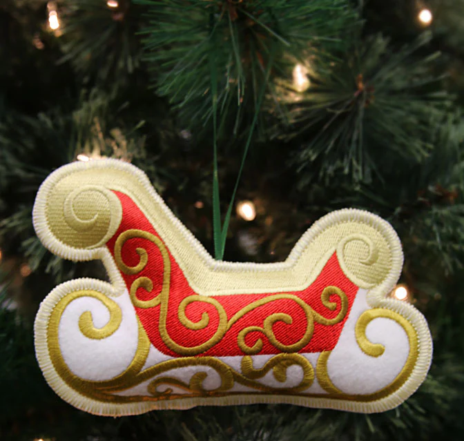 Heirloom Christmas Ornament - Sleigh (In-the-Hoop) - Image 3