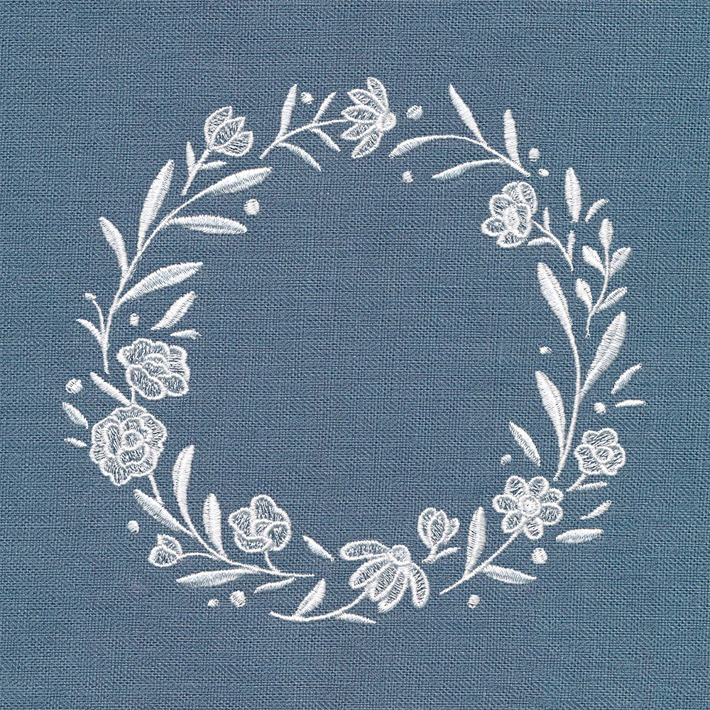 Heirloom Flowers - Wreath (Whitework) - Image 3