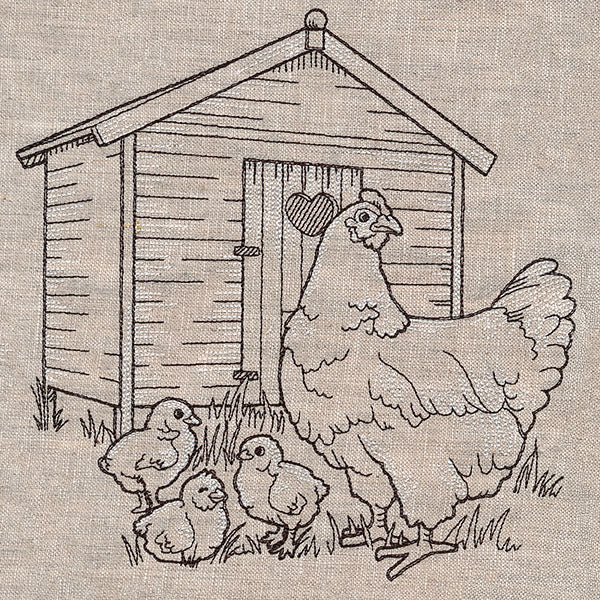 Hen and Chicks at the Chicken Coop Etching - Image 5