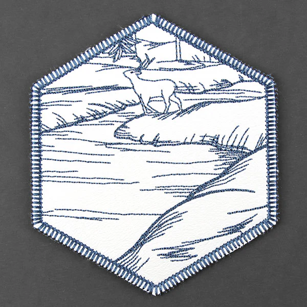 Hexagon Winter Scene Coaster 5 (In-the-Hoop) - Image 4
