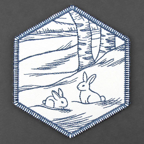 Hexagon Winter Scene Coaster 6 (In-the-Hoop) - Image 4