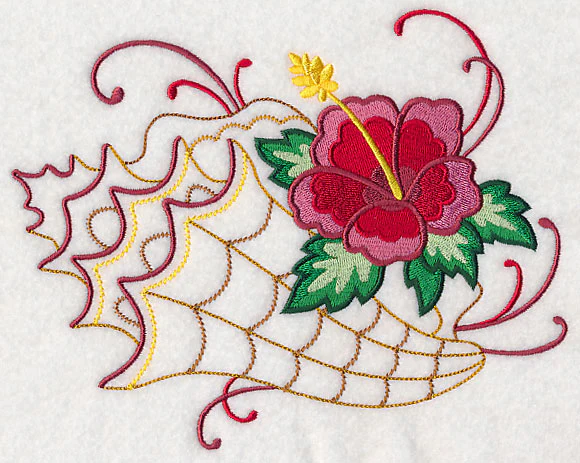 Hibiscus and Conch Shell (Vintage) - Image 2