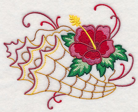 Hibiscus and Conch Shell (Vintage) - Image 4