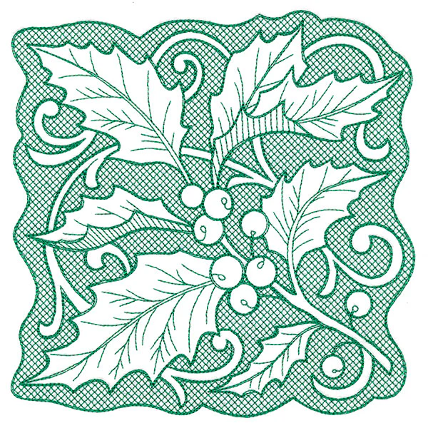 Holly of Christmas Square (Trapunto) - Image 2