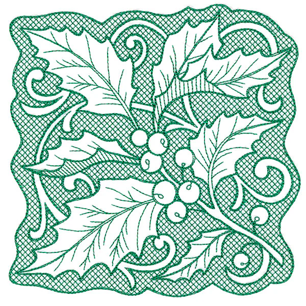 Holly of Christmas Square (Trapunto) - Image 3