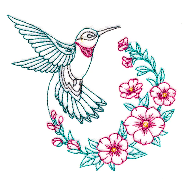 Hollyhock Blooms Hummingbird - Image 4
