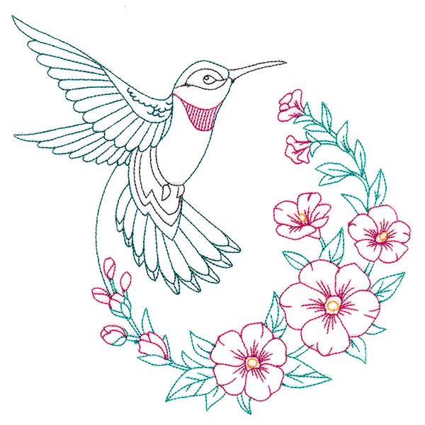 Hollyhock Blooms Hummingbird - Image 5