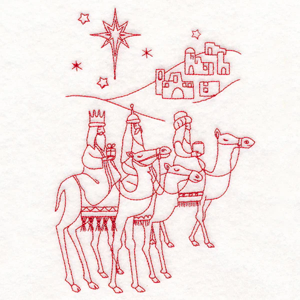 Holy Night Nativity - Three Wise Men (Redwork) - Image 2