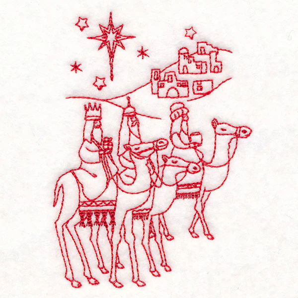 Holy Night Nativity - Three Wise Men (Redwork) - Image 5