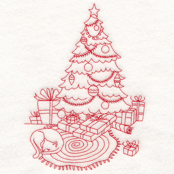 Home for Christmas - Cozy Christmas Tree (Redwork) - Image 2