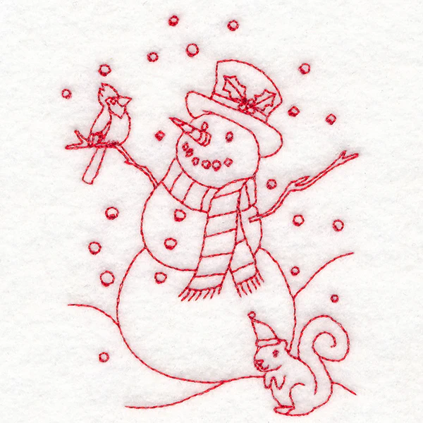 Home for Christmas - Snowman Scene (Redwork) - Image 5