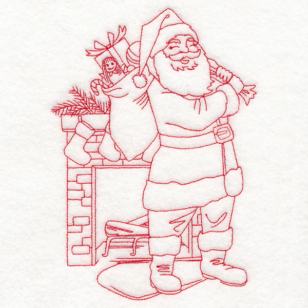 Home for Christmas - Toy Delivery (Redwork) - Image 2