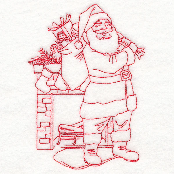 Home for Christmas - Toy Delivery (Redwork) - Image 3