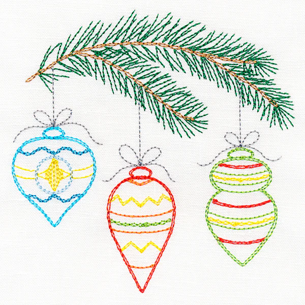 Homespun Pine Bough and Ornaments - Image 3