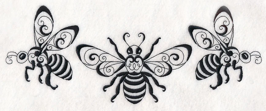 Honeybee Trio (Blackwork)