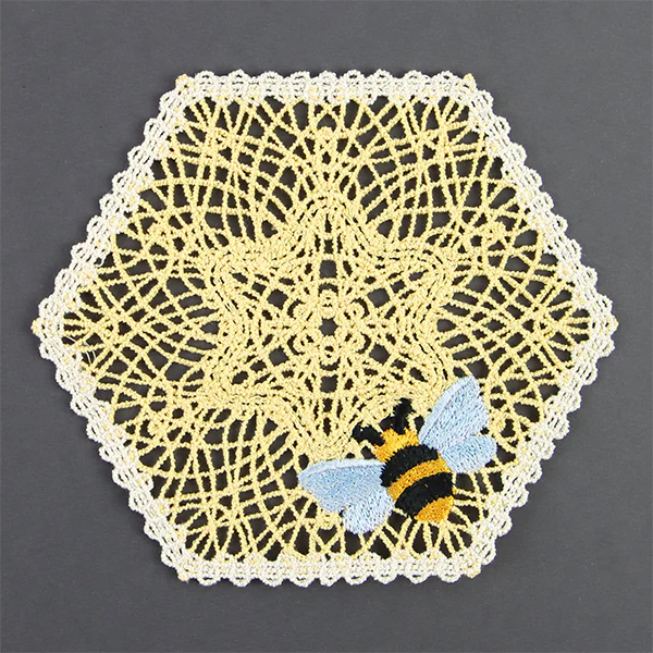 Honeycomb and Bee Doily (Battenburg Lace) - Image 3