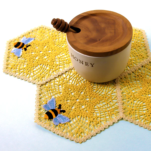 Honeycomb and Bee Doily (Battenburg Lace) - Image 4