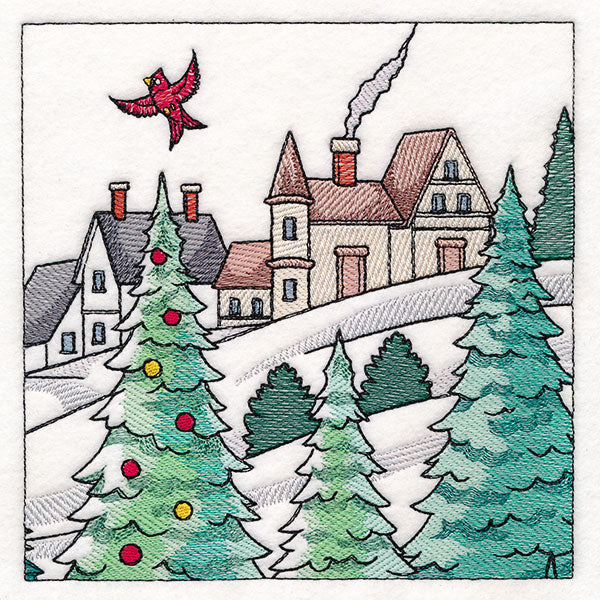 Horse Drawn Sleigh Christmas Scene Panel 3 - Image 3