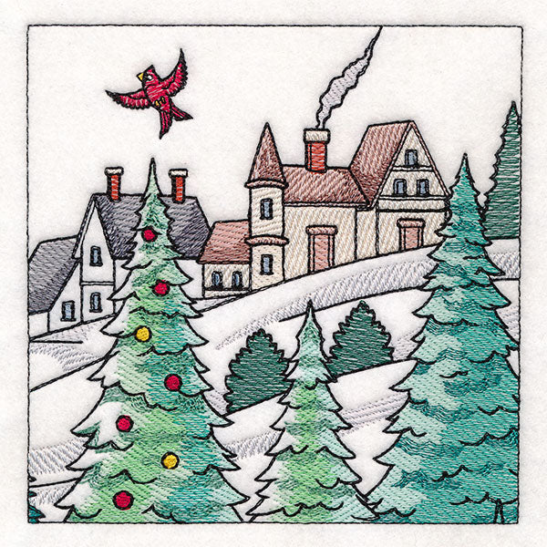 Horse Drawn Sleigh Christmas Scene Panel 3 - Image 5