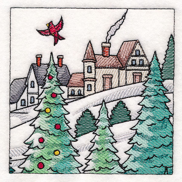 Horse Drawn Sleigh Christmas Scene Panel 3 - Image 7