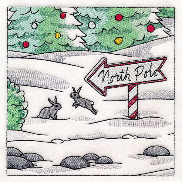 Horse Drawn Sleigh Christmas Scene Panel 4 - Image 3
