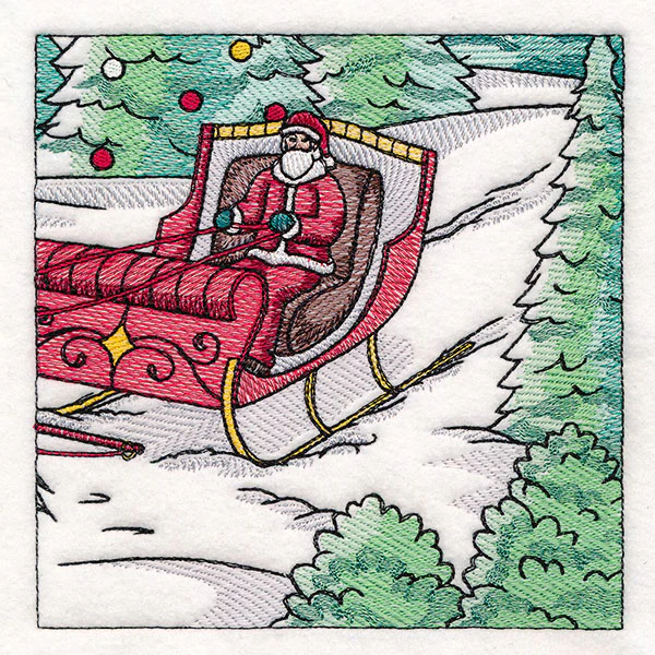 Horse Drawn Sleigh Christmas Scene Panel 6 - Image 5
