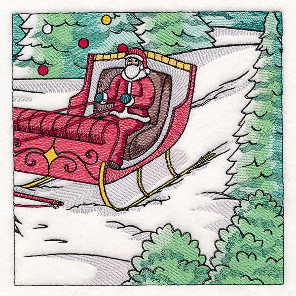 Horse Drawn Sleigh Christmas Scene Panel 6 - Image 9