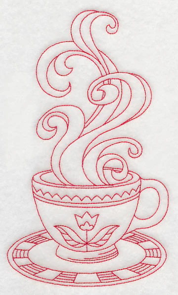 Hot Cuppa (Redwork) - Image 3