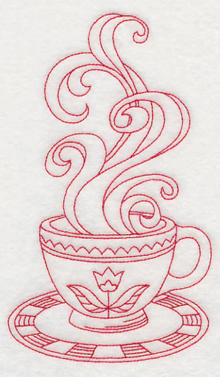 Hot Cuppa (Redwork) - Image 4