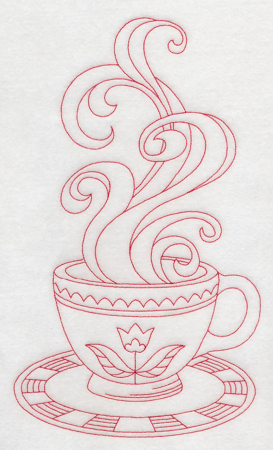 Hot Cuppa (Redwork) - Image 6