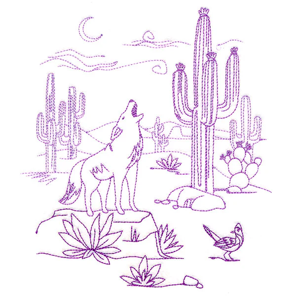Howling Coyote Desert Scene - Image 2