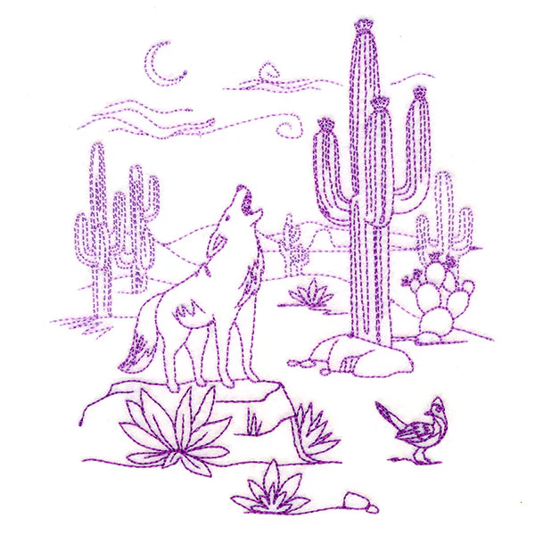 Howling Coyote Desert Scene - Image 3