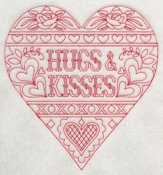 Hugs & Kisses (Redwork) - Image 5