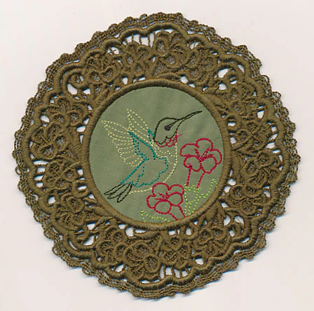 Hummingbird Fabric Doily (Lace)
