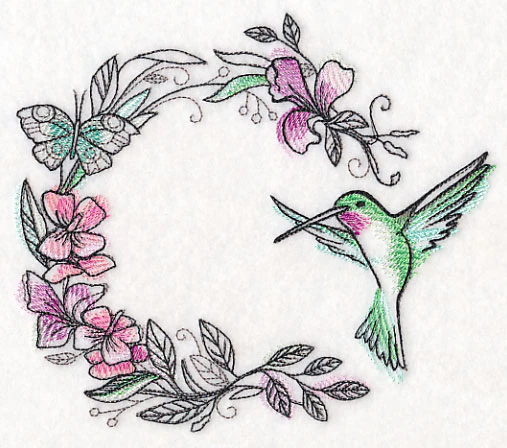 Hummingbird Wreath in Watercolor - Image 2