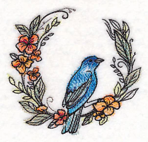 Indigo Bunting Wreath in Watercolor - Image 6