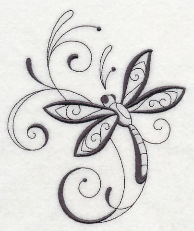 Inky Dragonfly and Swirls 2 - Image 2