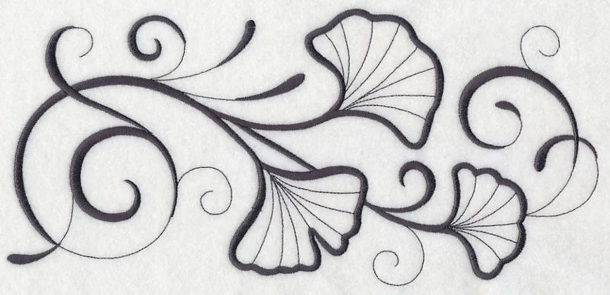 Inky Ginkgo Leaves Border - Image 6