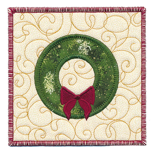 It's Time for Christmas Wreaths Mug Rug (In-the-Hoop) - Image 7