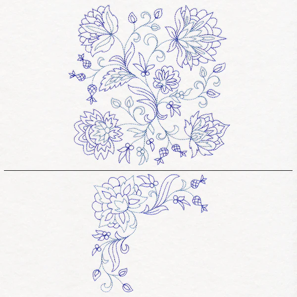 Jacobean Blooms Pillow Pair (Vintage) - Image 2