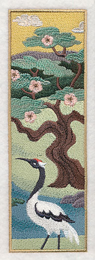 Japanese Garden Panel Scene - Blossom Tree and Crane - Image 4