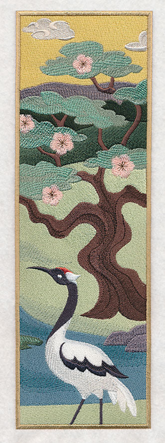 Japanese Garden Panel Scene - Blossom Tree and Crane - Image 5