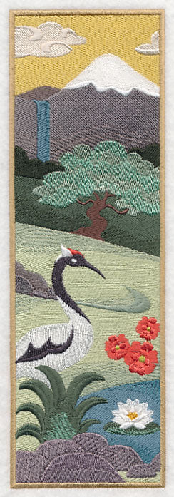 Japanese Garden Panel Scene - Mt. Fuji and Crane - Image 2