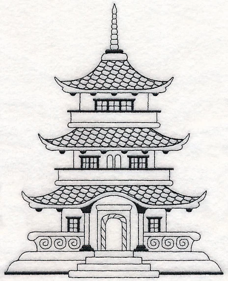 Japanese Pagoda (Blackwork) - Image 2